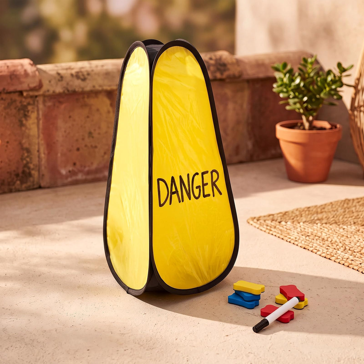 Sabary 4 Pcs 24'' Pop up Caution Wet Floor Sign Kit Dry Erase 4 Sided Blank
