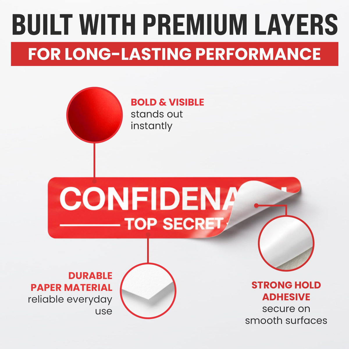 500pcs Confidential Top Secret Stickers for Special Handling Documents, 4" x 1" Bright Red Perforated Labels