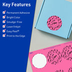 Avery Printable Round Labels, Sure Feed Technology, 2-3/4" Diameter, Bright Pink Labels, Print-to-The-Edge, Laser/Inkjet Printable, 240 Total, Great for Soaps and Packaging 240 labels