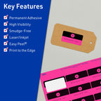Avery® Printable Rectangle Labels, Sure Feed® Technology, 1-1/4" x 2-3/8", Neon Magenta Labels, Print-to-The-Edge, Laser/Inkjet Printable, 360 Total, Great for Mailing 360 labels