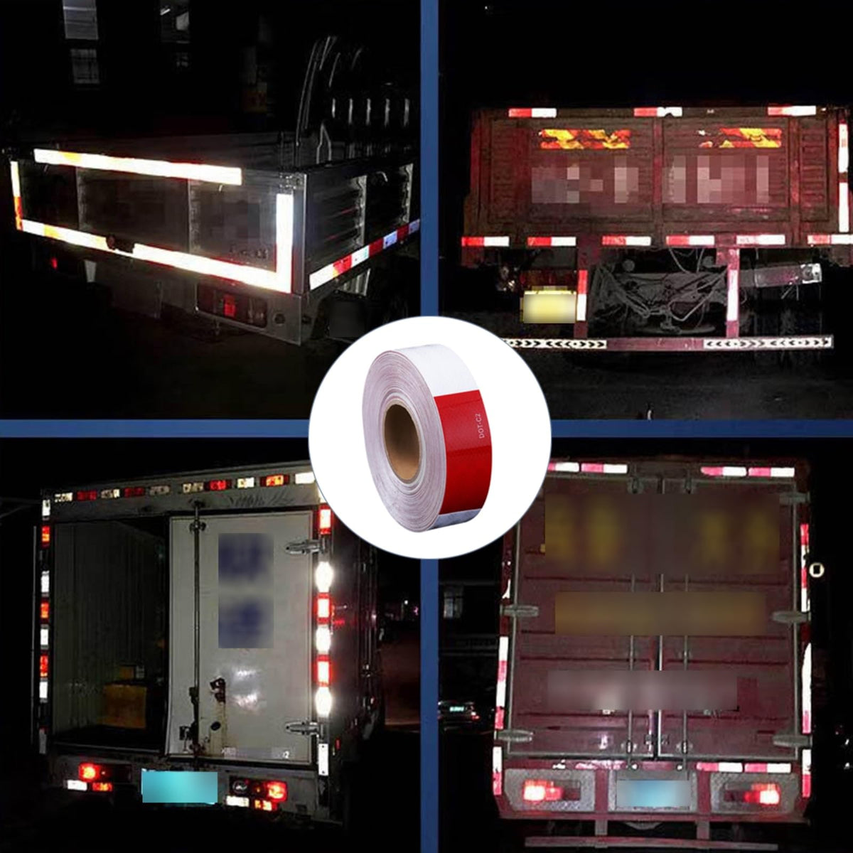 DOT-C2 Red/White Reflective Safety Conspicuity Tape, Waterproof High Intensity Self Adhesive Driveway reflectors Caution Sign for Trailers, Vehicles, Trucks, Boats (2inx50ft) 2in x 50ft