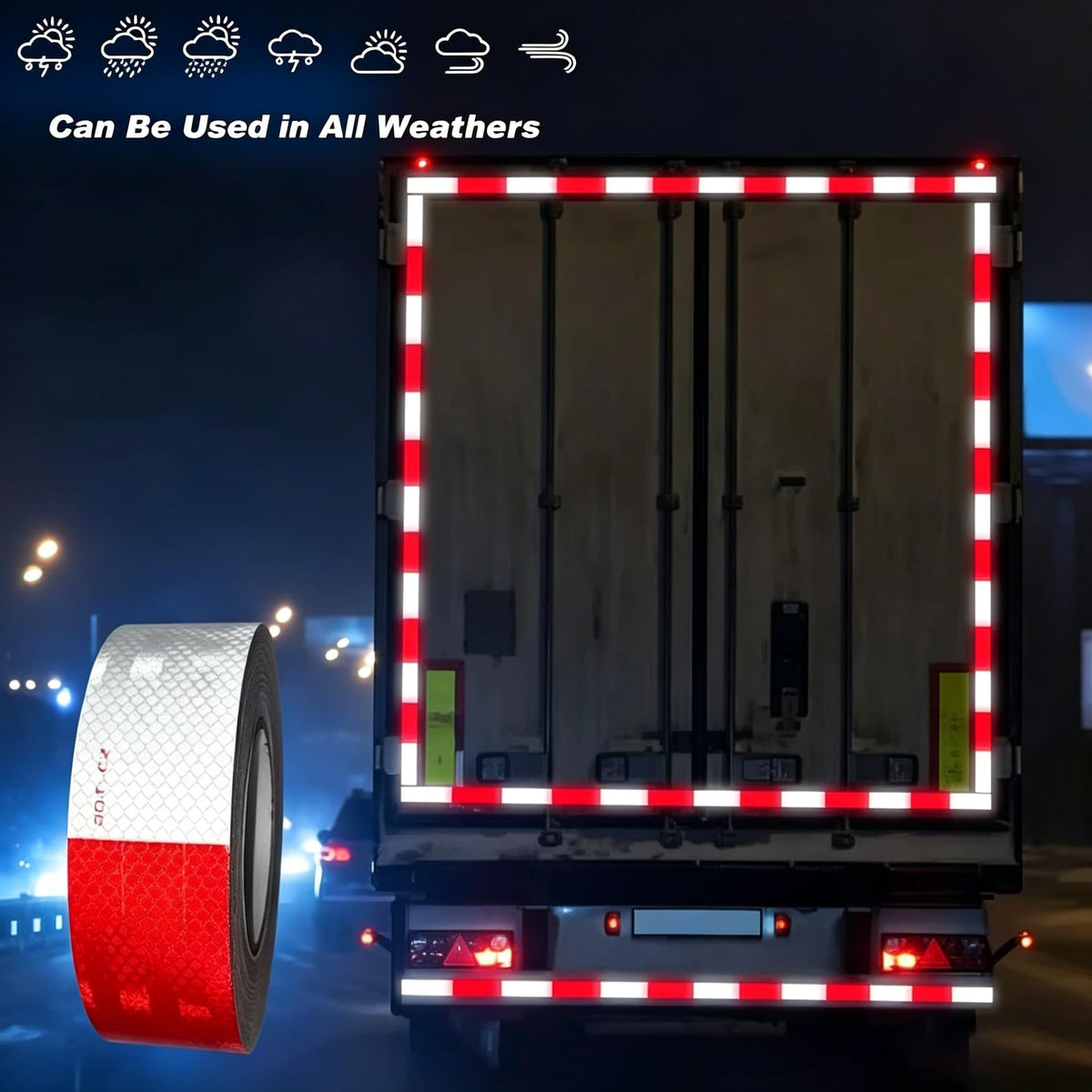 DOT-C2 Reflective Safety Tape 2" x 200' Red/White | High-Visibility, For Vehicles, Trailers, Marine, and Signs, Safety Conspicuity Tape