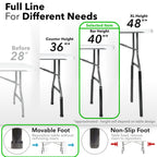 Lift Your Table® Folding Table Risers - Bar Height (Movable Foot) - Made in the USA, Heavy Duty, Sturdy, Portable, Easy-to-Use Extensions Raise Bent Leg Folding Tables (Set of 4) Bar Height (Movable Foot)