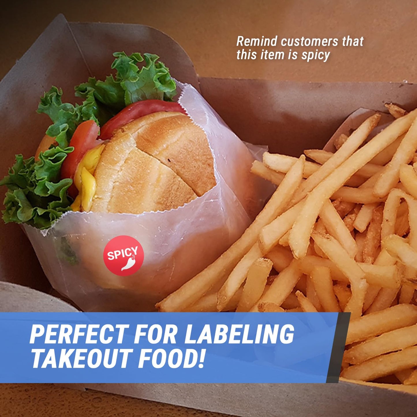 TucoDeals | Spicy Labels Stickers - 1.5" Round Food Meal Choice Label Stickers for Restaurant Deli Grocery Store Food Packaging Food Truck, Strong Adhesive & Easy Peel (Red, 600 Labels on Sheet)
