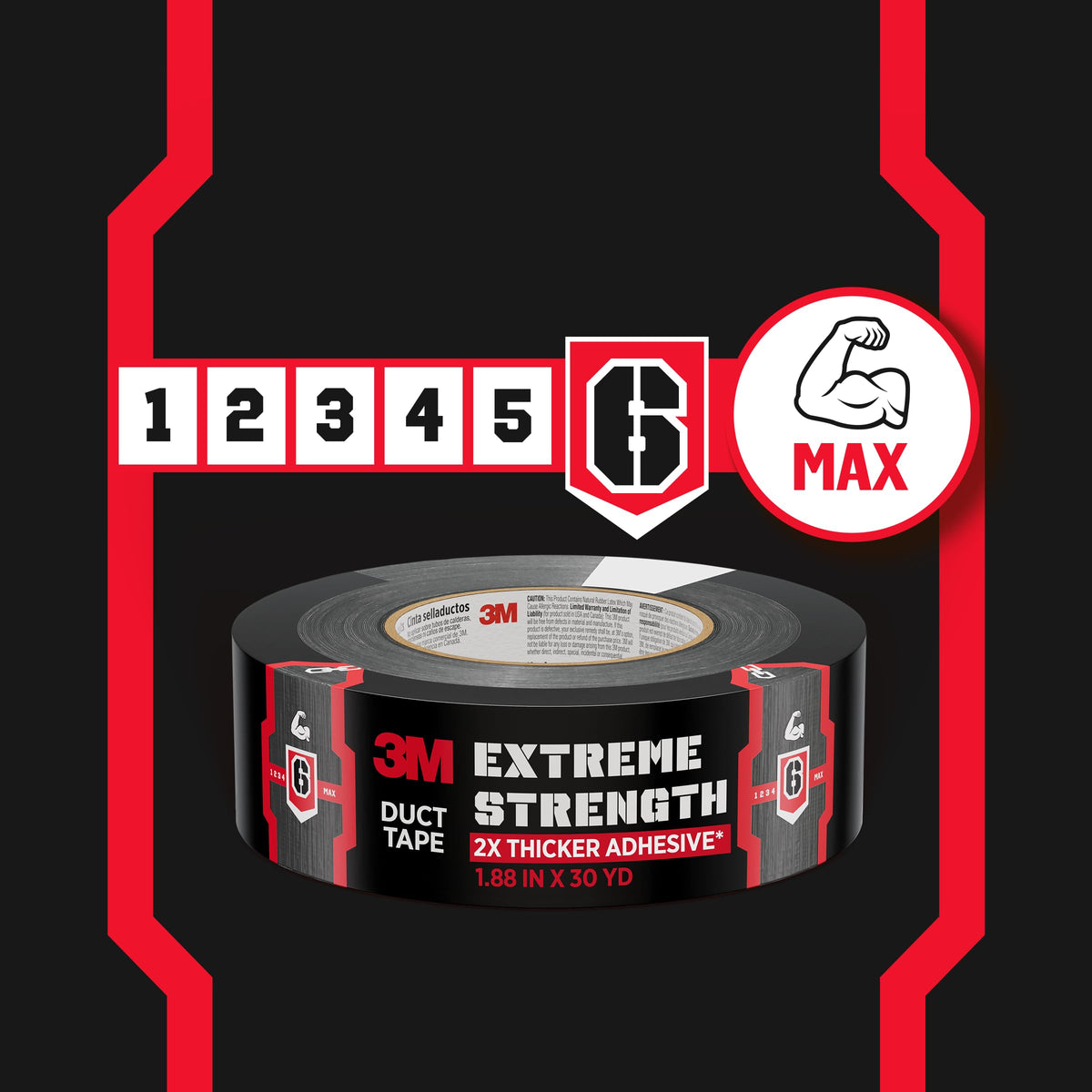 3M Extreme Strength Duct Tape, 1.88 in x 30 yd, Heavy Duty, with Super Tough Woven Material, Great for Bundling Large Loads, Reinforcing and Patching, Suitable for Long Lasting Repairs (2830)