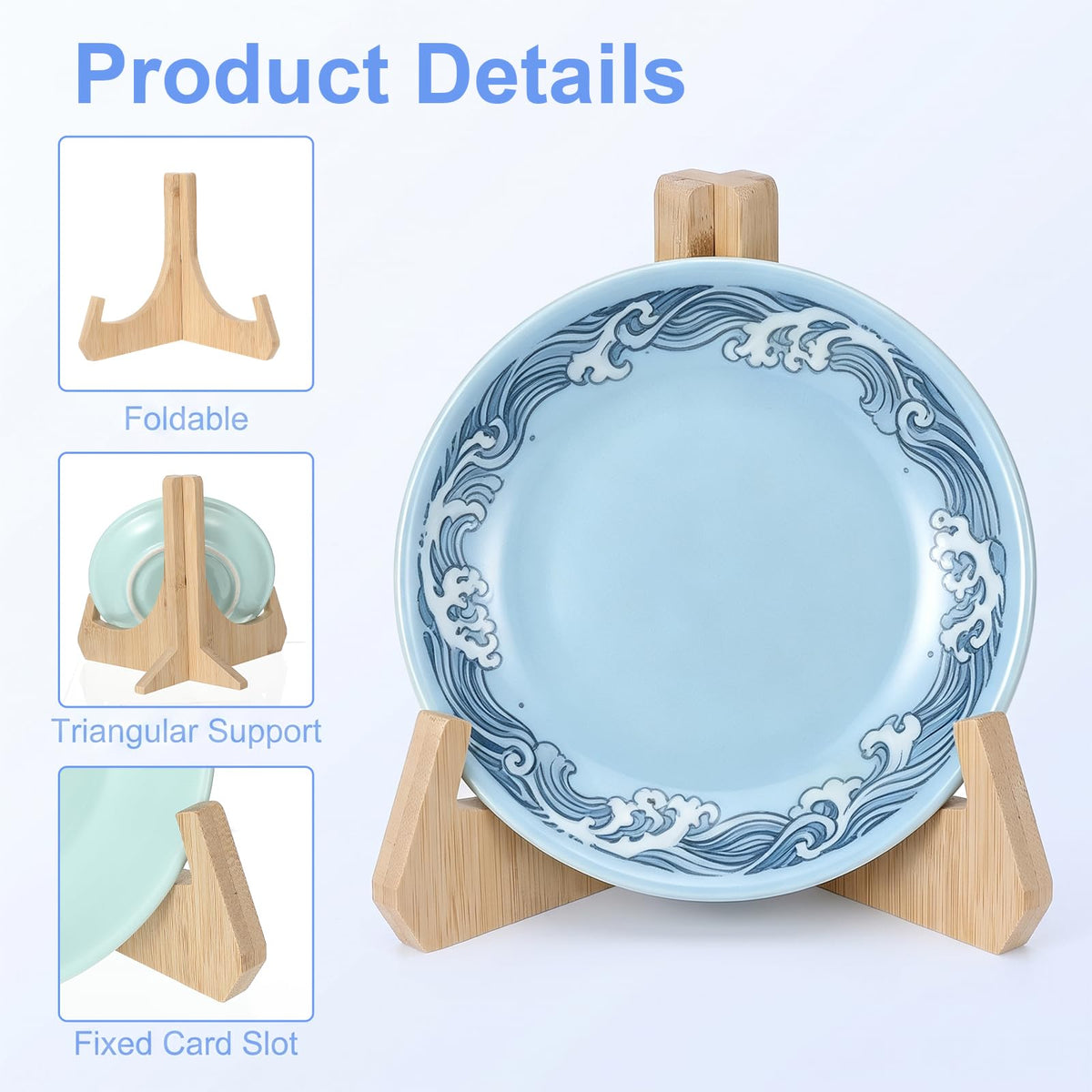 Nogeqi 1 Pack Plate Display Stand Natural Wood Plate Holders for Displaying