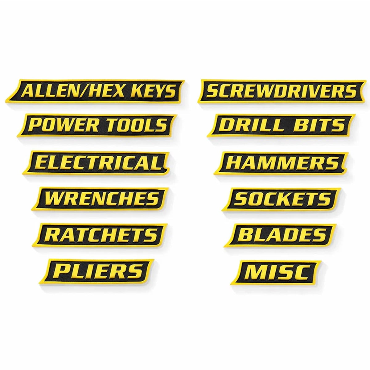 12 PCS Tool Box Magnetic Labels, Magnetic Tool Box Labels for Drawers and Cabinets, Yellow Magnetic Toolbox Labels for Workshop Organization and Toolstorage Systems