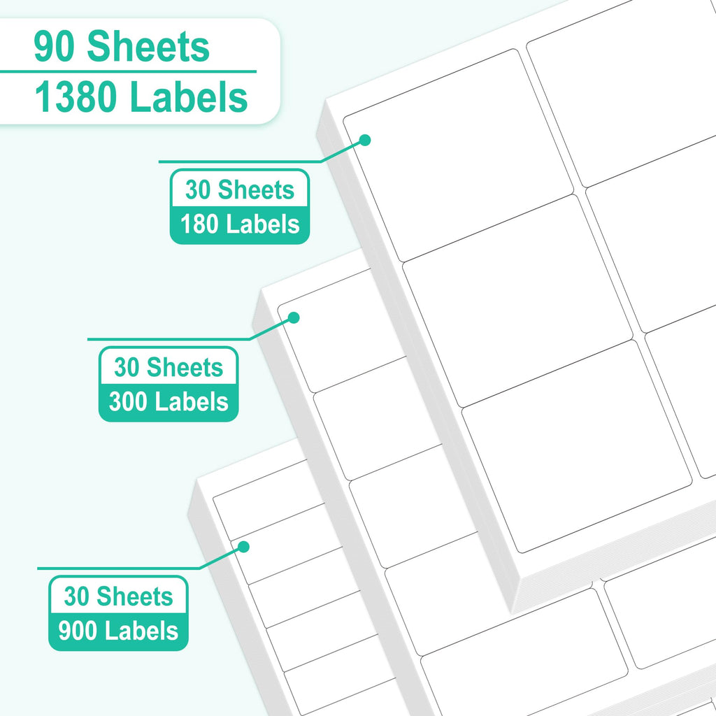 LLIKED 8.5x11 Matte Assorted Printable Bulk Sticker Paper 1380 Labels 90 Assorted