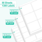 LLIKED 8.5x11 Matte Assorted Printable Bulk Sticker Paper 1380 Labels 90 Assorted