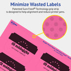 Avery Printable Rectangle Scalloped Labels, Sure Feed Technology, 2" x 3", Bright Pink Labels, Print-to-The-Edge, Laser/Inkjet Printable, 320 Total, Great for Mailing and Candles 320 labels
