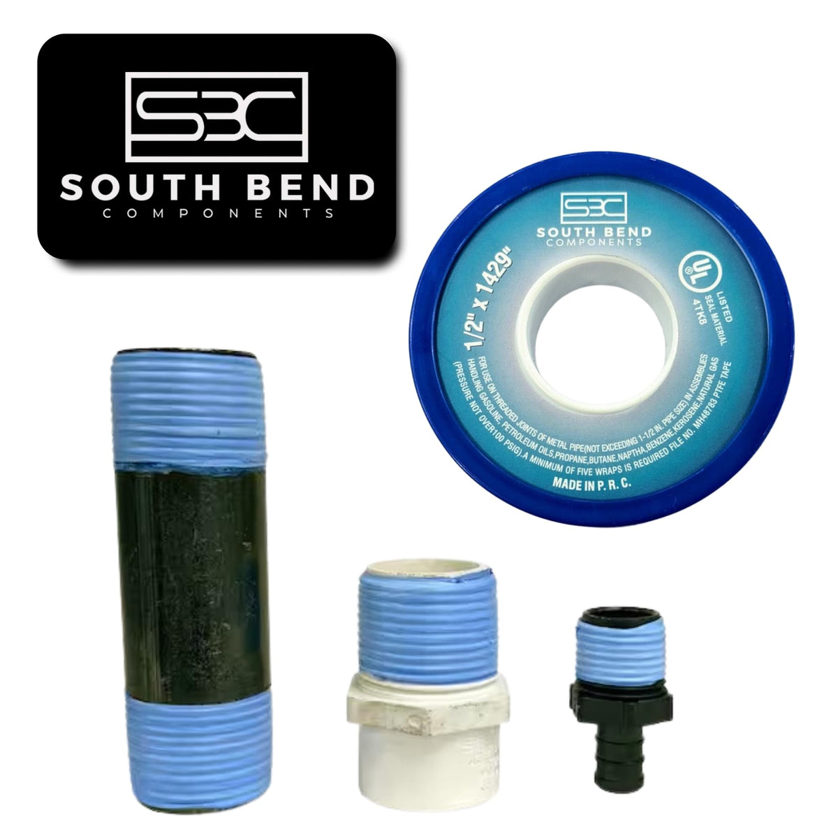 South Bend Components 1/2 Inch x 1429 Inch 70885 PTFE Thread Seal Tape – Teflon Tape for Plumbing, Gas, Water, and Air Systems | Leak-Proof, Durable Thread Tape for Metal and Plastic Pipes (10-Pack) 10