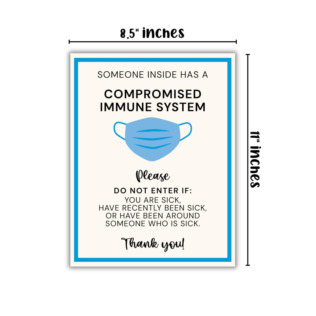 Immune Compromised Person Inside Door Sign 6pk 8.5x11” Mask Please Wear Home Healthcare Hospice Immunocompromised Individual