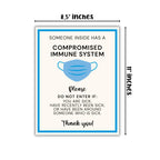 Immune Compromised Person Inside Door Sign 6pk 8.5x11” Mask Please Wear Home Healthcare Hospice Immunocompromised Individual