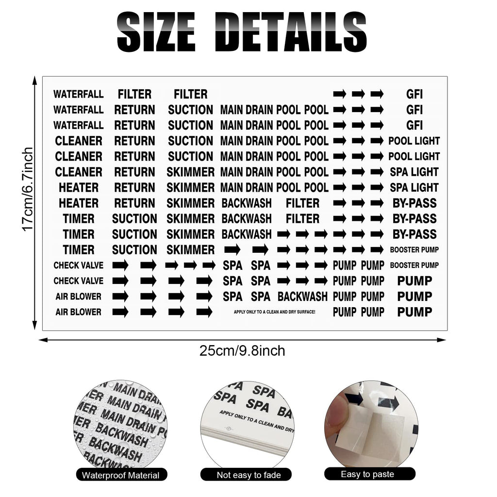 Jutom 2500 Pcs Pool Equipment Identification Label Sticker, White