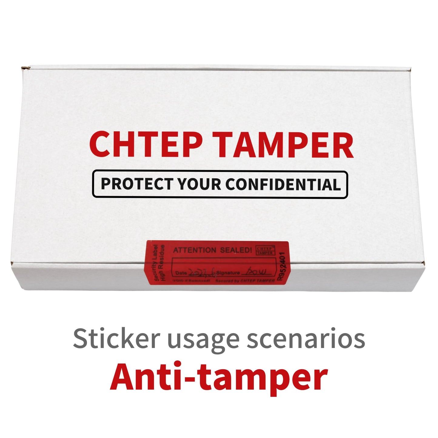 ChtepTamper 100 Pieces Total Transfer Tamper-Evident Stickers Security Labels Great for Goods Shipping,Exchange of Agency Files, Privacy Protection or More(Serial Number 0.8 * 2.4inches Red) 0.8 * 2.4inch