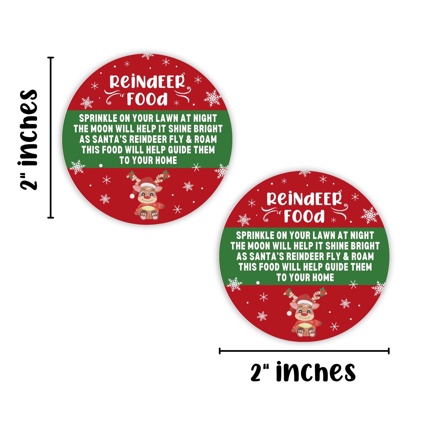 Magic Reindeer Food Holiday Sticker Tags | 40 Pack 2” Circle Label Stickers Santa Christmas DIY Baggies Poem Elf Making Kit Tradition Bulk REd Snowflake Treat Labels