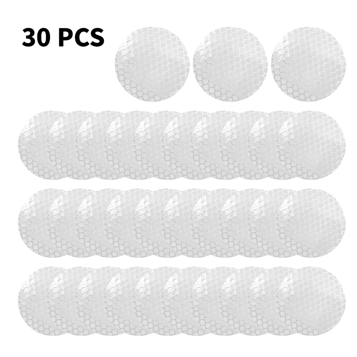30 Pcs Safety Warning Tapes, 2" Round Reflective Stickers Side Trim Strip, Reflective Marker High Visibility Stick-On Waterproof Diamond Grade PET for Mailbox, Helmets, RV,White White 2-Inch Dia