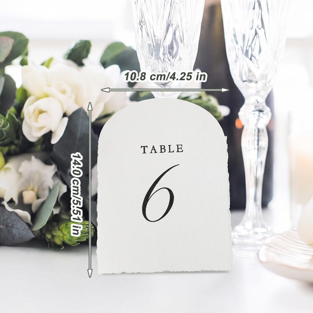 Batiyeer 21 Pcs Deckled Wedding Table Numbers 1-20 with Head Table, Black White