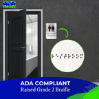 ADASigns Unisex Restroom Sign - 6x9" Brushed Aluminum Braille & Tape