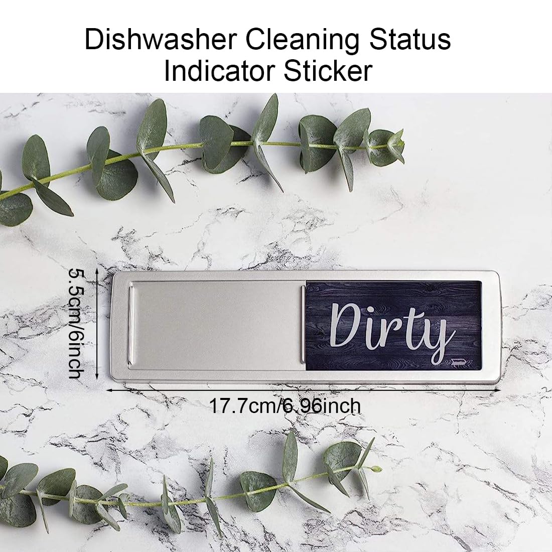 Dishwasher Magnet Clean Dirty Sign, Easy to Read & Slide, Strong Magnetism (Silver)