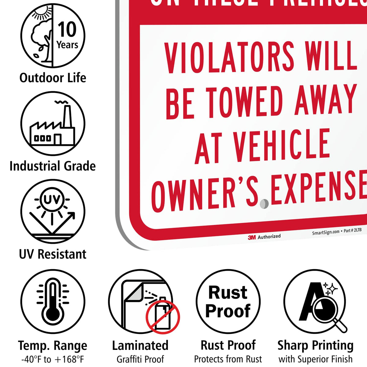 SmartSign - K-8705-EG-12x18 Tow Zone - Assigned Parking Spaces, Violators Towed Sign By | 12" x 18" 3M Engineer Grade Reflective Aluminum 12" x 18" 3M EG Reflective Aluminum