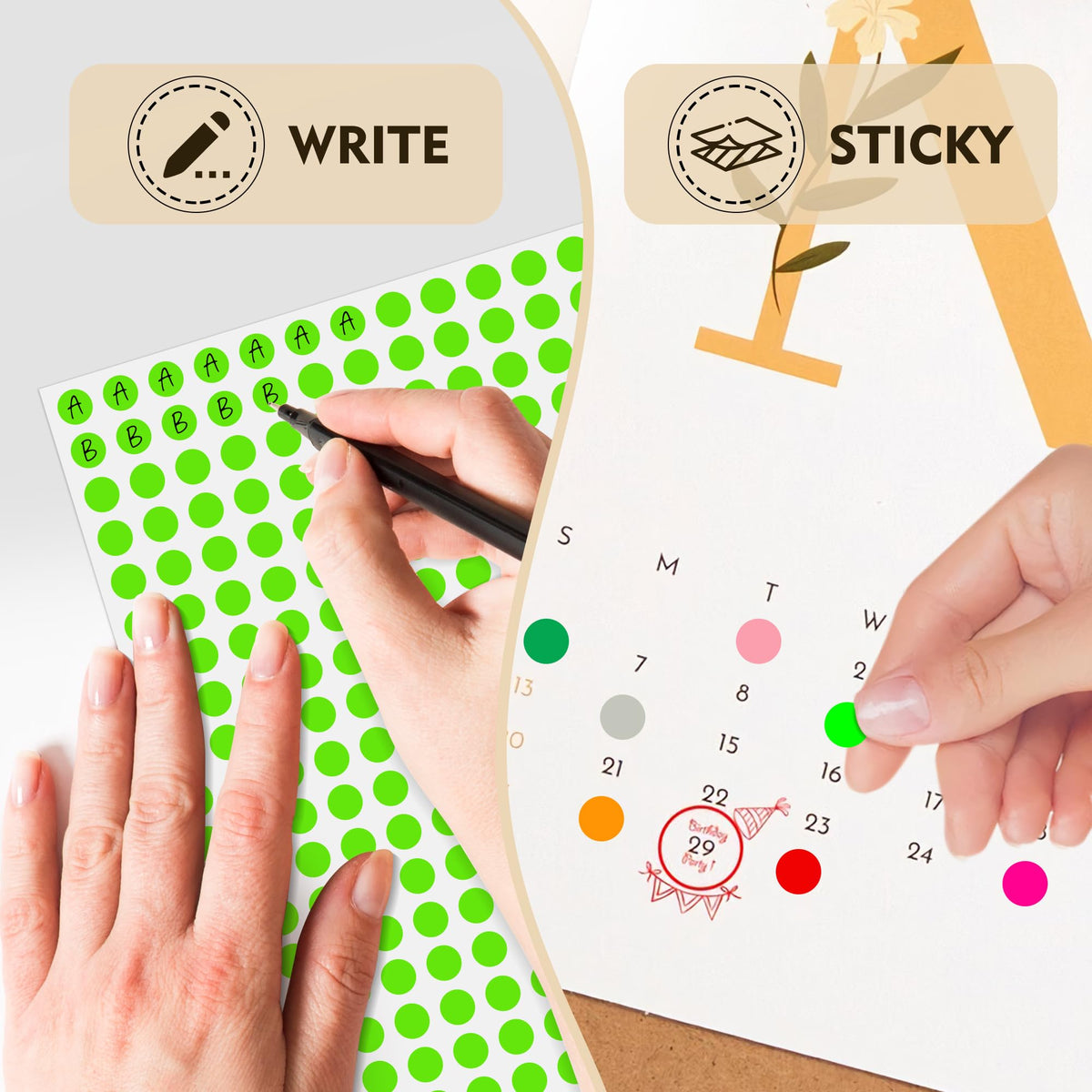 1/4" Round Color-Code Dot Sticker,Color Coding Circle Label (Multicolor) 16 Colors 0.25 X 0.25 inch