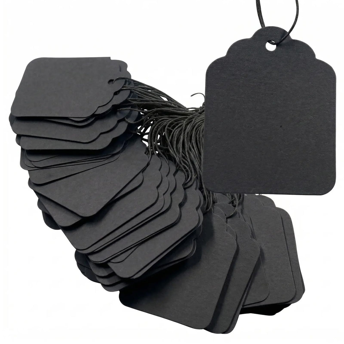 Piutouyar 200 Pcs Price Tags with Elastic String, Black, 45x35 mm 45x35 mm/1.77x1.38 inch