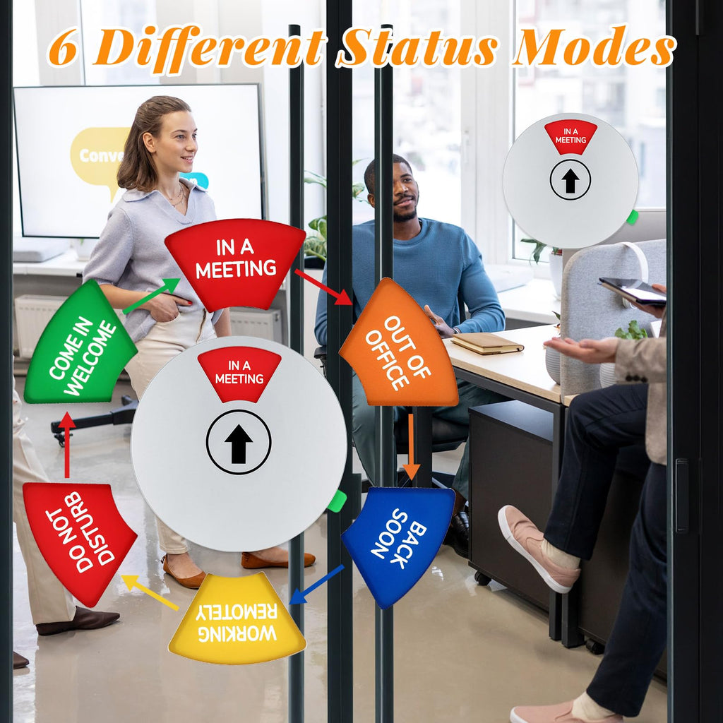 4 Pcs Office Door Sign, White Rotating Status Door Sign with 6 Options