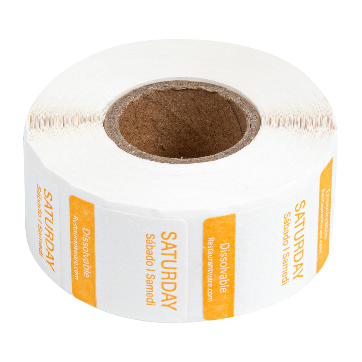 Restaurantware RW Smart 1 Inch x 1 Inch Food Rotation Labels 3500 Dissolvable Food Safety Labels - Premium Trilingual Paper Day Of The Week Labels For Food Storage Or Prep Weekly 7-Day
