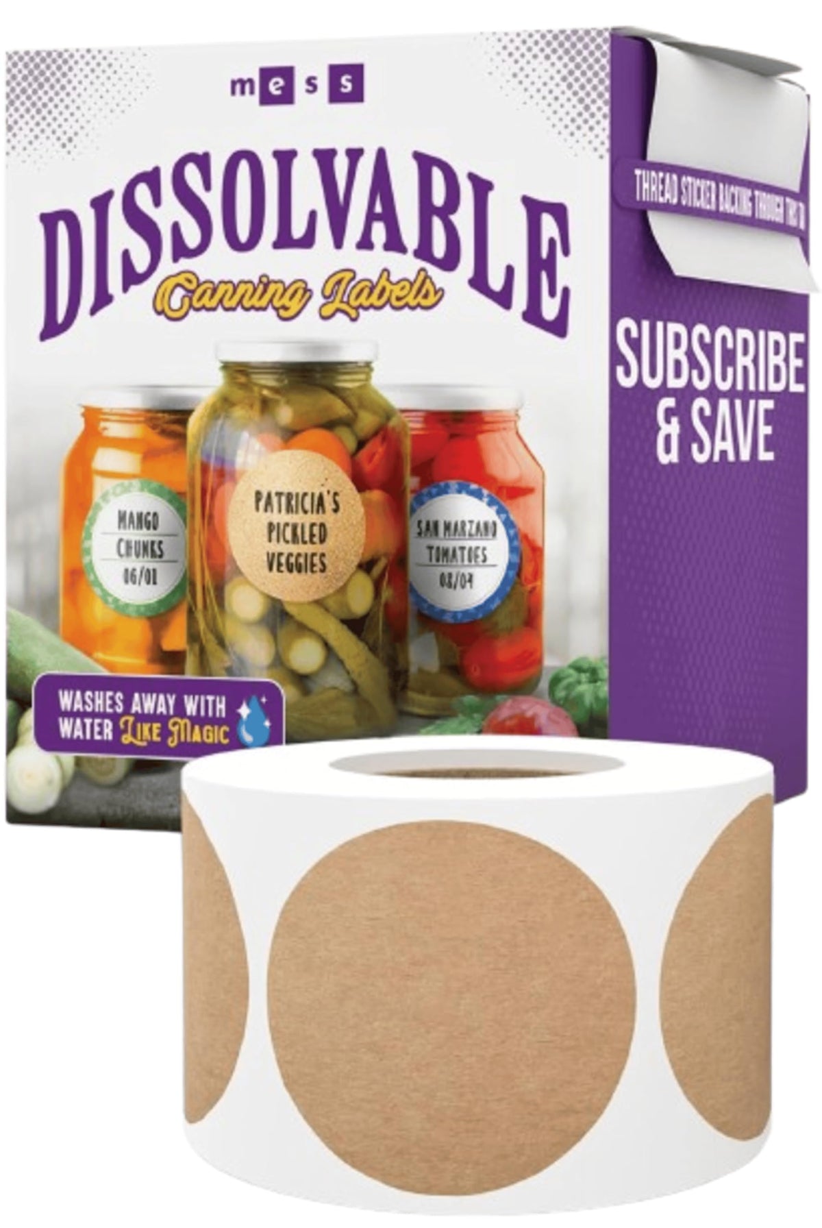 Canning Kit - 1.5" - 2" - Jar Stickers - Dissolvable Canning Labels Round