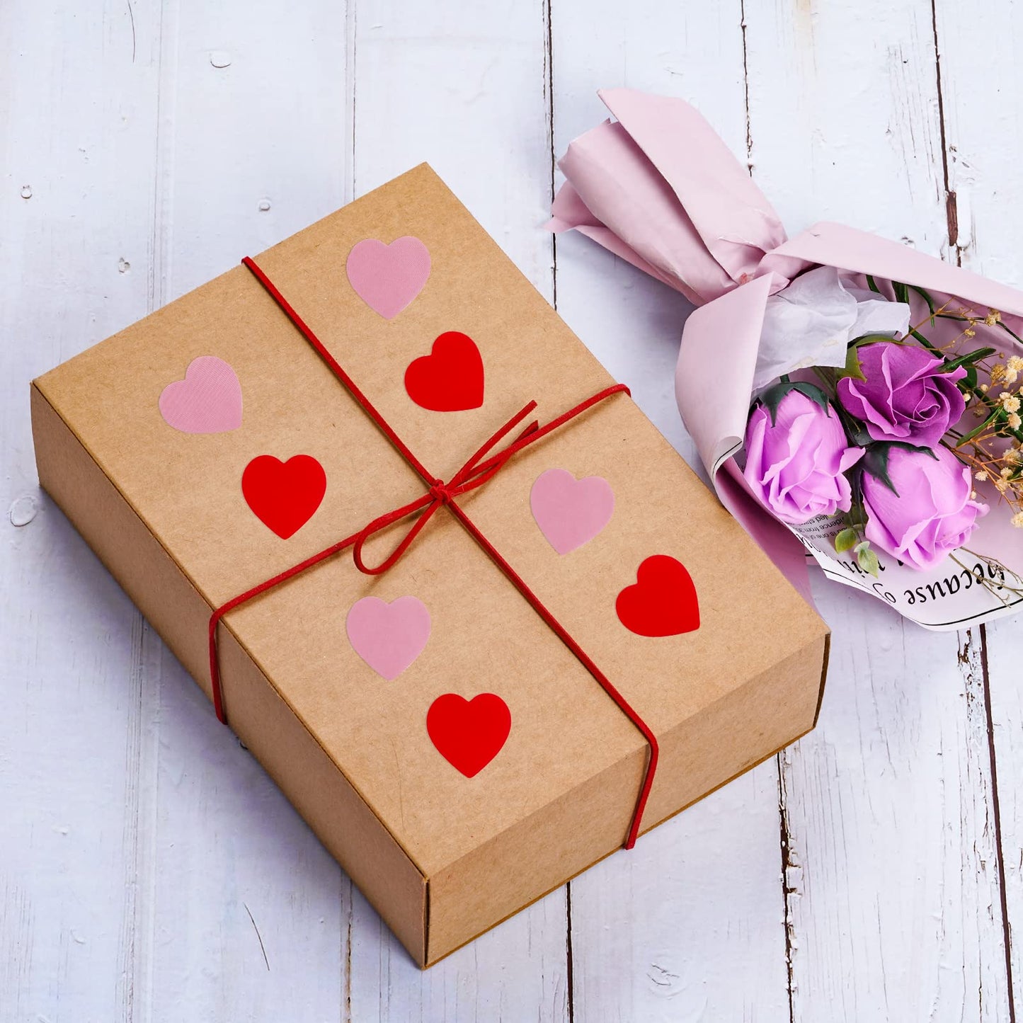 Dxhycc 1000 Pieces Heart Stickers Red Pink Heart Shaped Sticker Labels Valentine's Love Decorative Stickers for Valentine's Day, Wedding, Mother‘s Day, Gifts Decoration