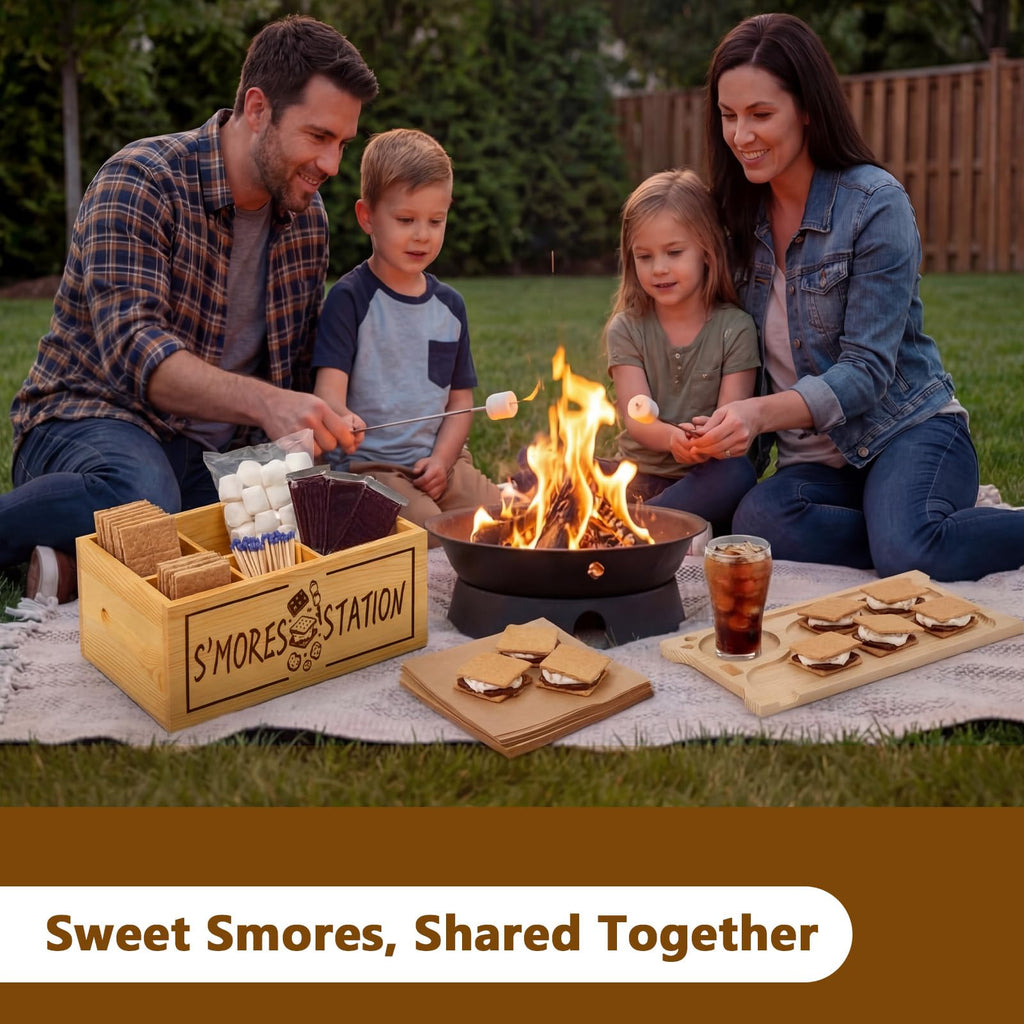 S‘mores Station with Tray Handle-farmhouse Smores Kit, Natural natural color