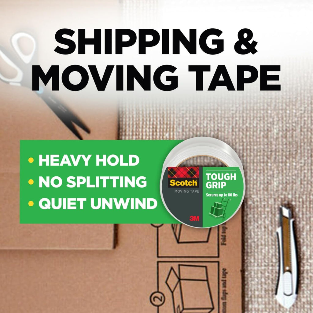 Scotch Tough Grip Moving Tape Refill, 1.88 in x 43.7 yd, 6 Rolls