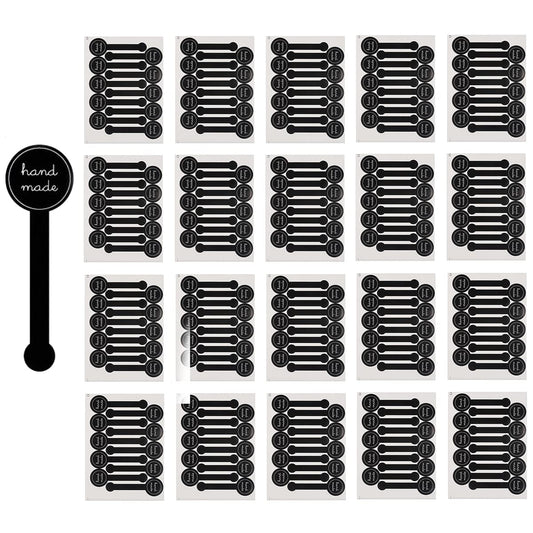 20 Sheets (200PCS) Black Hand Made Seal Self Adhesive Paper Sealing Sticker Tamper Evident Labels Decorative Labels for Hand Made Products