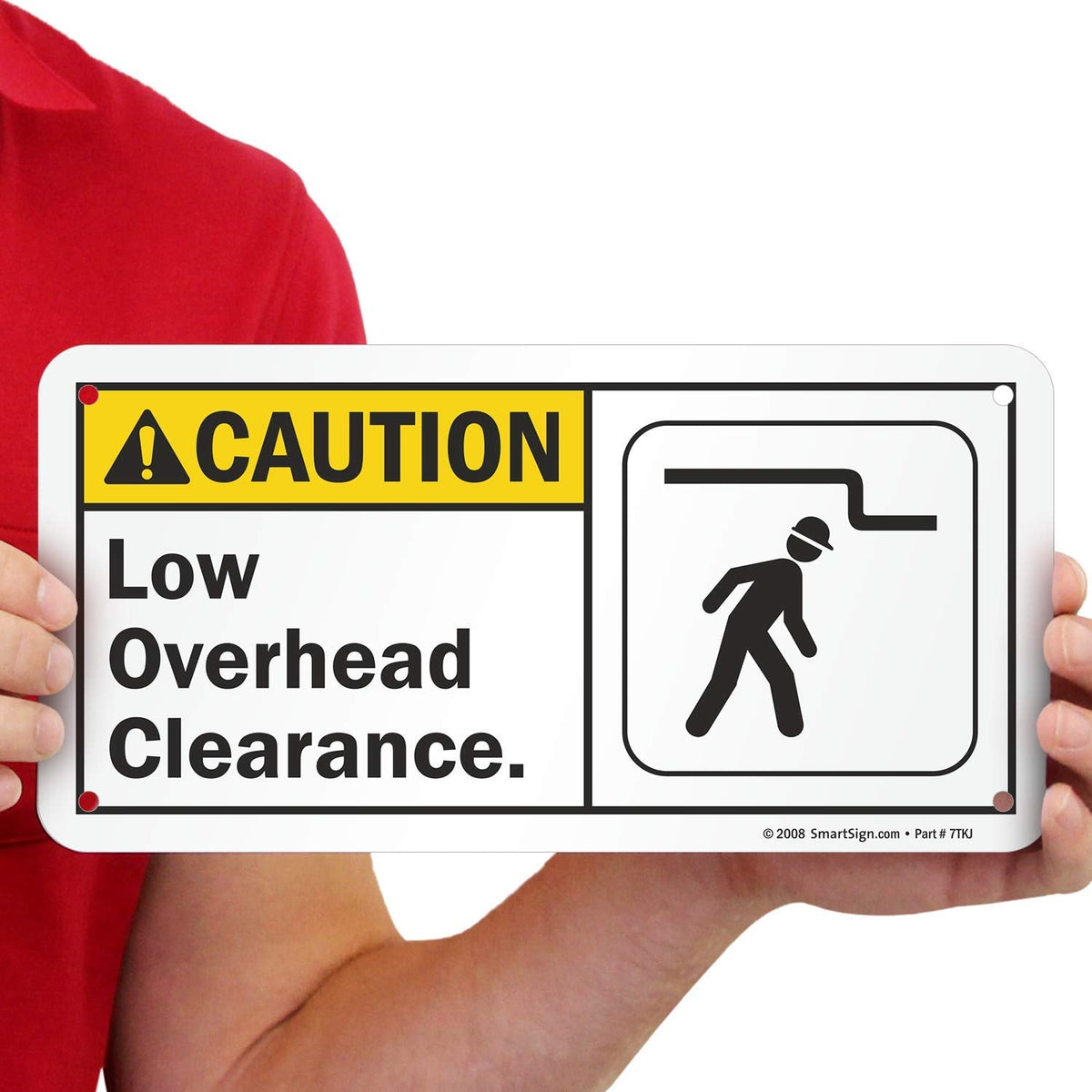 SmartSign "Caution - Low Overhead Clearance" Label | 5" x 10" Glow-in-the-Dark Laminated Vinyl