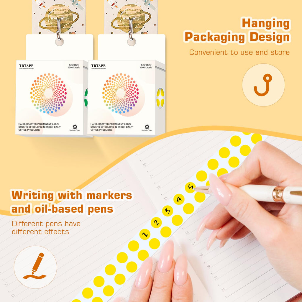 0.25 Inch Small Round Stickers Dot Stickers, 2000 PCS Color Dots Green Yellow 2 Rolls-2000PCS