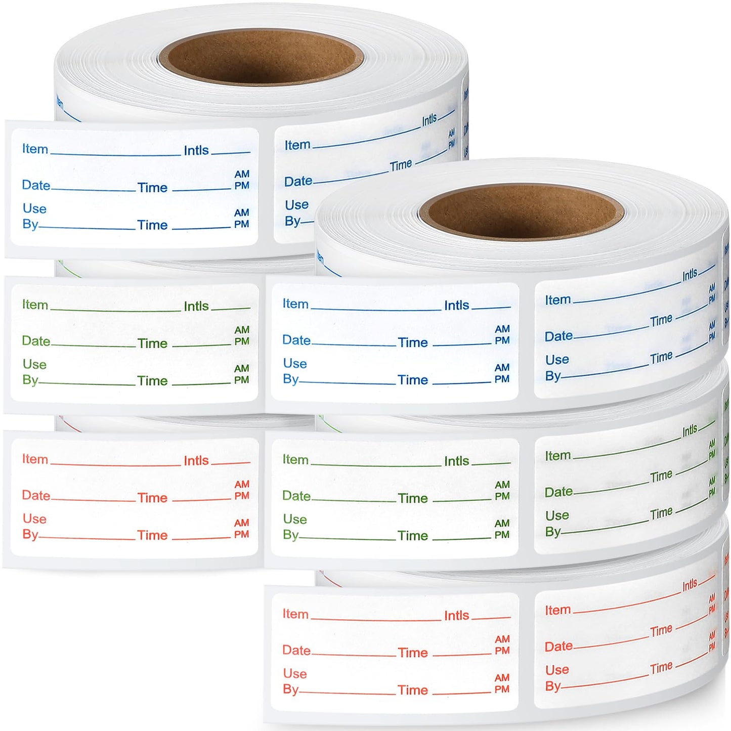 Harloon 6 Rolls 3000 Pcs Dissolvable Food Labels 1 x 2 Inch Removable Food Container Labels Stickers for Container Bottle Kitchen Restaurant Use, 3 Colors