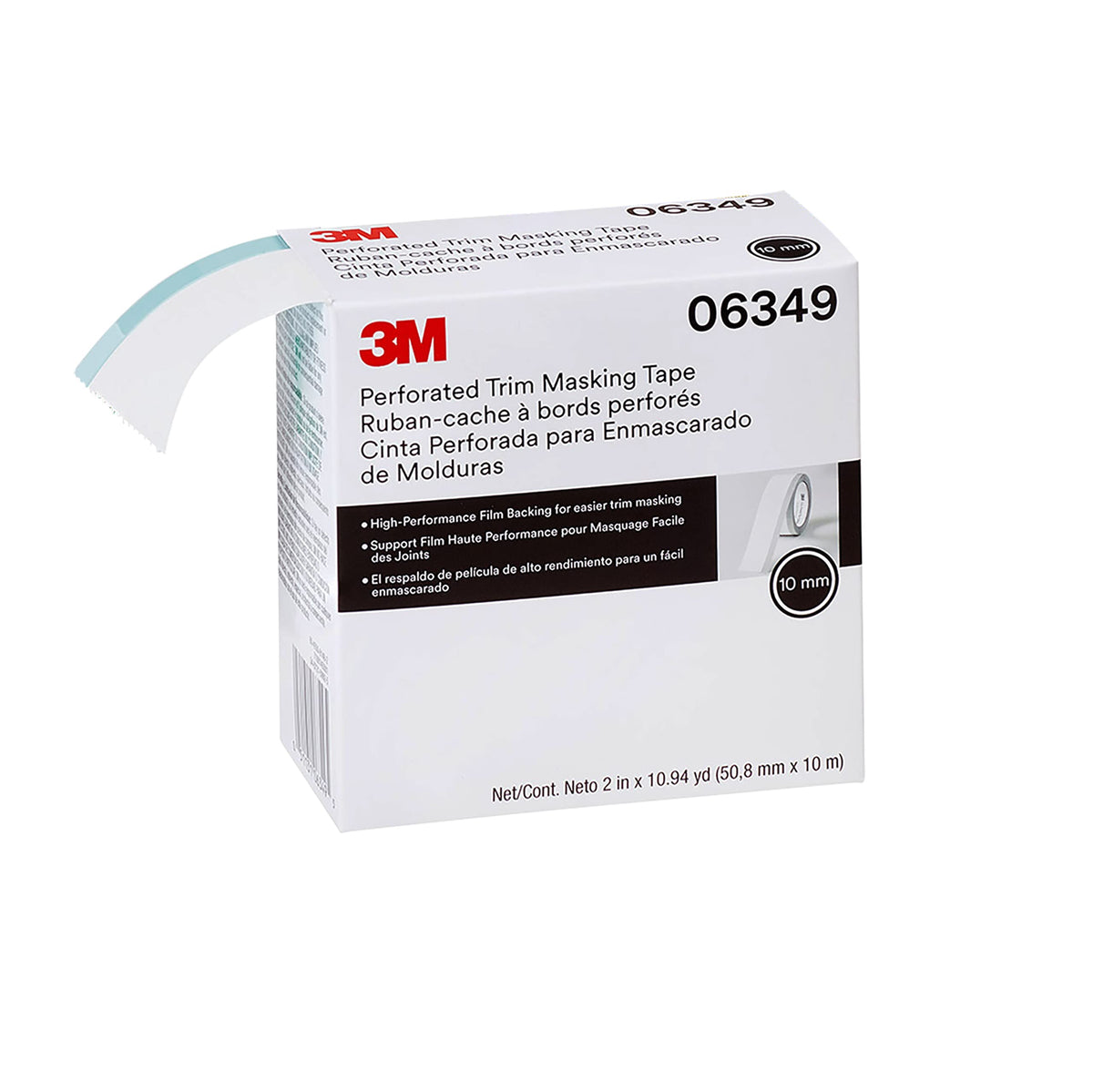 3M Perforated Trim Masking Tape 06349, Molding Paint Protection, Trim Lifting Tape, Hand Tearing, 10 mm Hard Band, 50.8 mm x 10 m