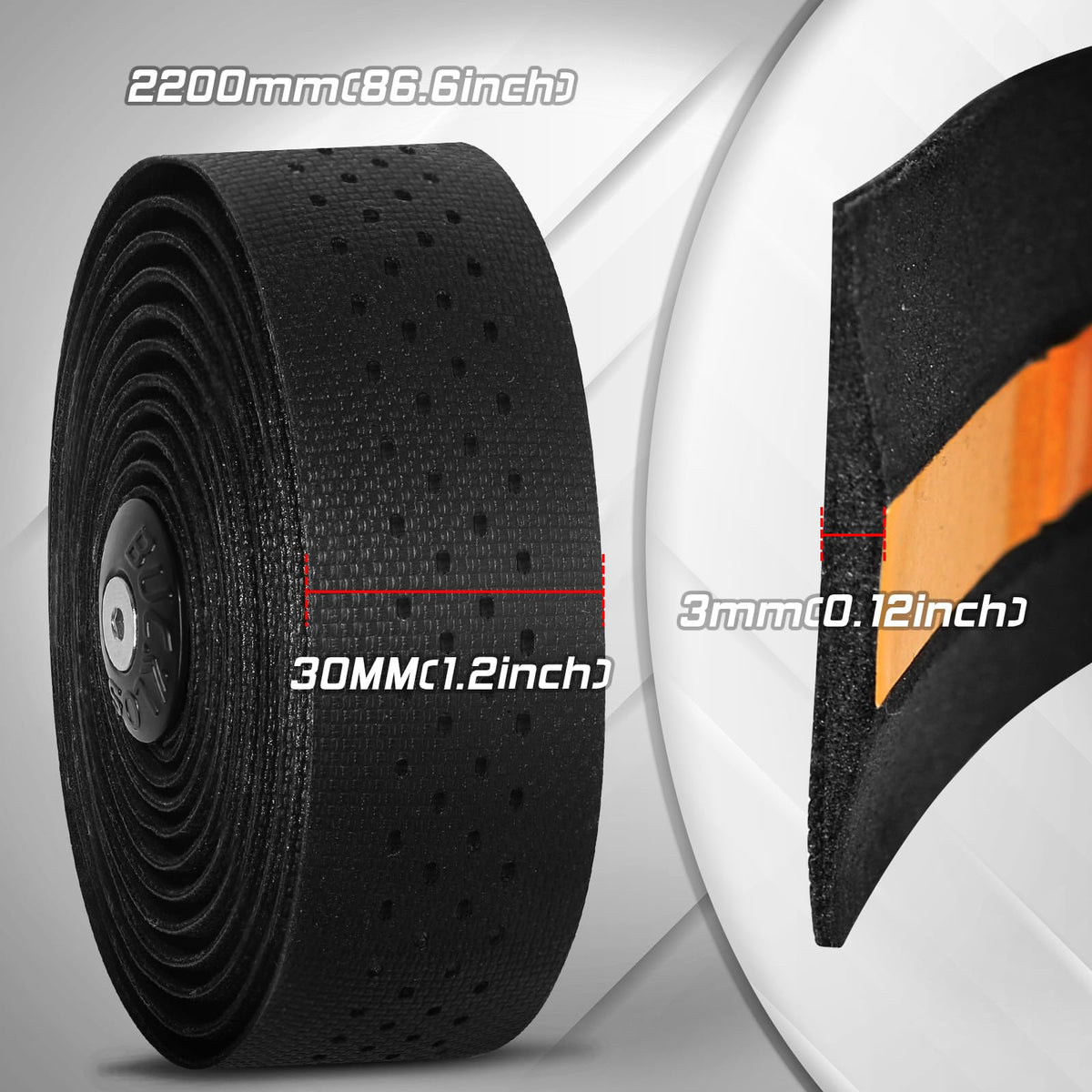 BUCKLOS Bike Handlebar Tape Silicone Bar Tape for Road Bike Comfortable Bicycle Handlebar Tape EVA Bike Grip 2 Pcs Bicycle Drop Bar Wraps Black