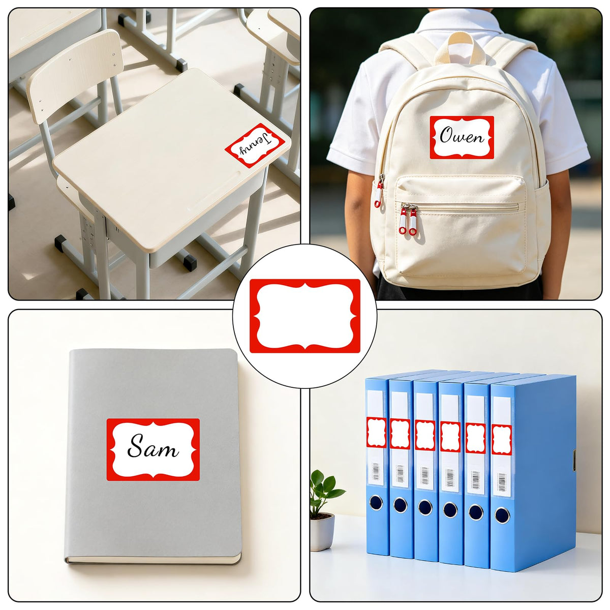 Anwyll 200Pcs Red Name Tag Stickers+1500Pcs Christmas Name Tag Stickers