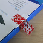 Bundled for 100pcs x 1" x 3.35" Red Security Void Labels & 100pcs x 25mm x 60mm Red Total Transfer Tamper Evident Labels