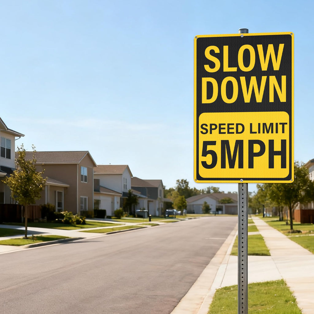 2 Pack Slow Down Speed Limit 5 MPH Signs 12 x 18 Inches Reflective Yellow