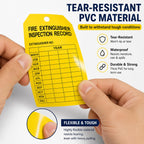 100 Pack Yellow Fire Extinguisher Monthly Inspection Tags Weatherproof PVC