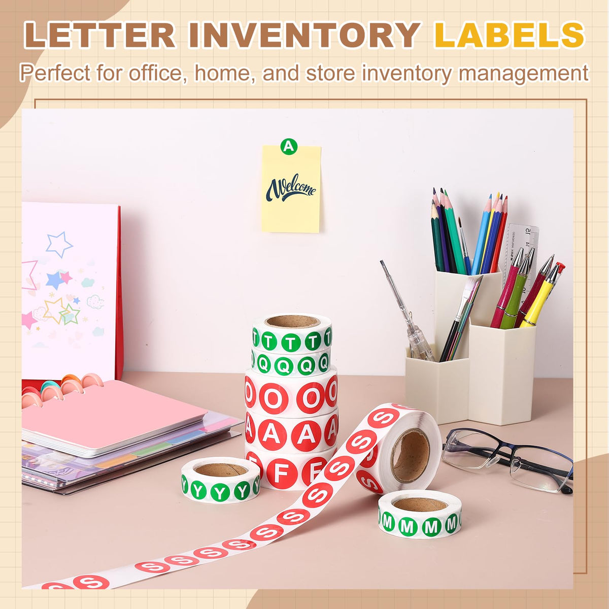 PATIKIL 1" Letter Stickers,1200Pcs Alphabet Stickers Letter C Label,Red 1 Inch