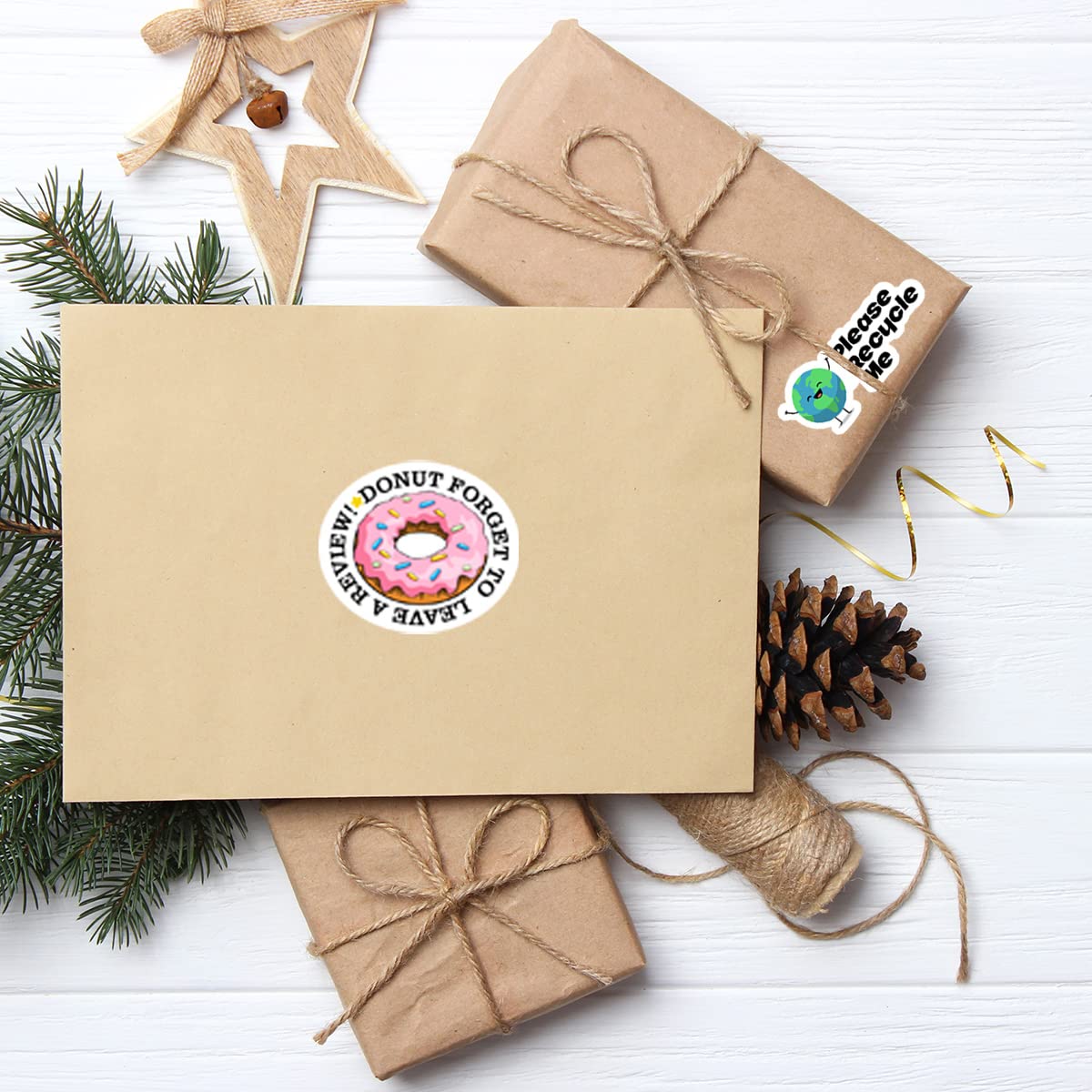 Cute Leave a Review Stickers,Funny Doughnut Forget to Leave A Review Sticker for Small Business Mail Envelopes Shipping Package Packaging 500 PCS Donut forget