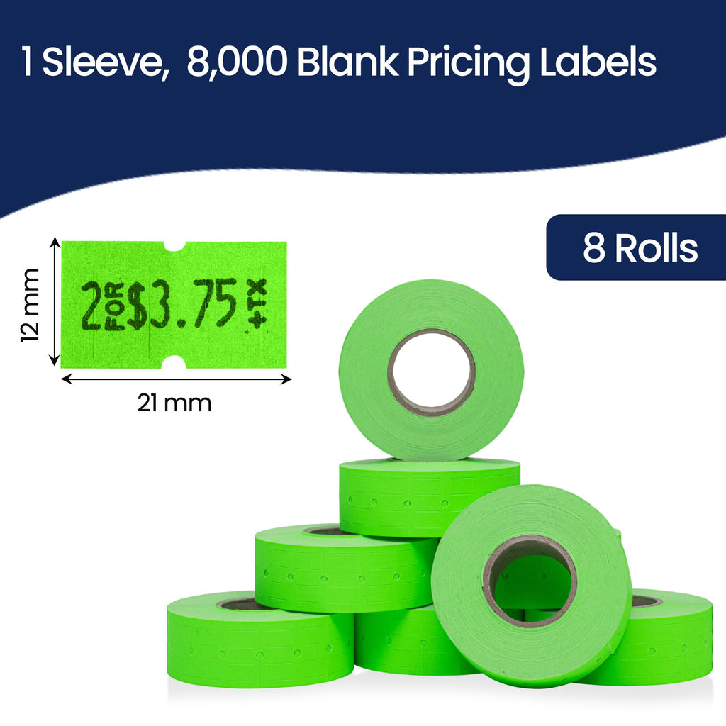 Perco 1 Line Price Gun Labels - Fluorescent Green, 8000 Count 1 Sleeve