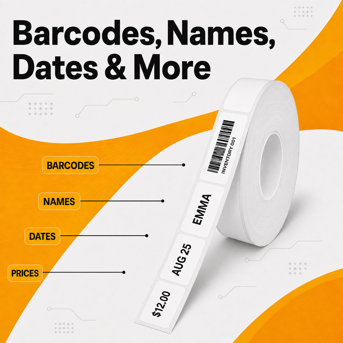 Thermal Labels, 2 Rolls, 180 White Sticker Labels, Inkless