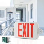 1 Pack Red &Green LED Exit Sign with Emergency Lights-Two LED Adjustable Head Emergency Exit Light-UL Listed- Emergency Exit Light Combo with Backup Battery-120/277VAC. 1 Pack