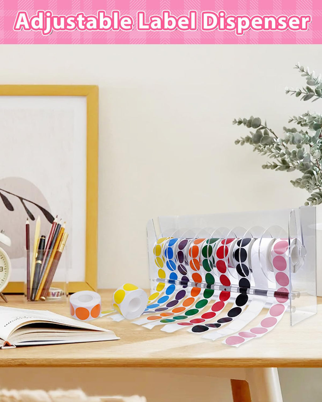 UCEC 9 Disks Sticker Roll Dispenser, Acrylic Label Sticker Holder