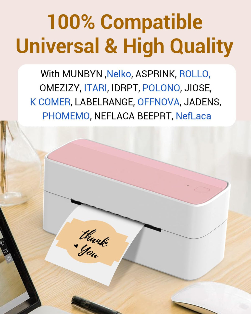 Phomemo 4x6 Thermal Label Printer Paper with Brown Creativity Thermal Labels for Shipping Label Printer